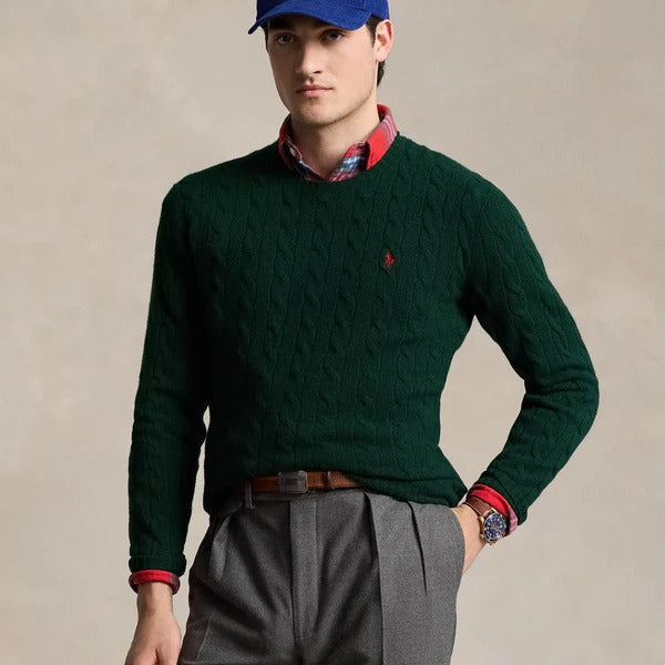 Zopfmuster-Pullover aus Wolle und Kaschmir