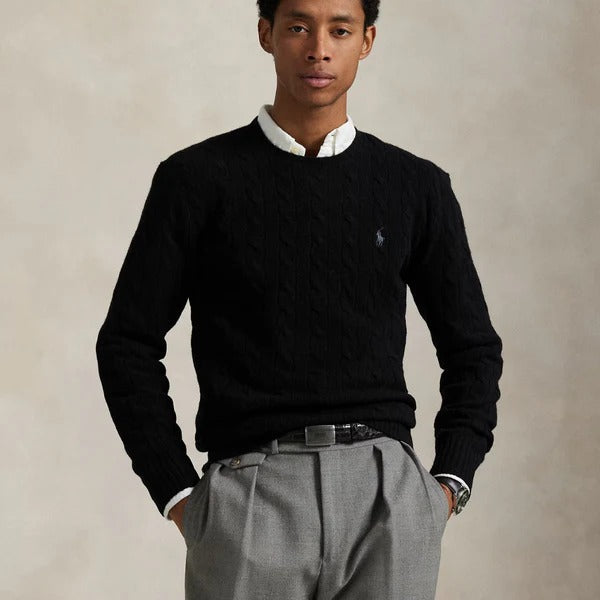 Zopfmuster-Pullover aus Wolle und Kaschmir