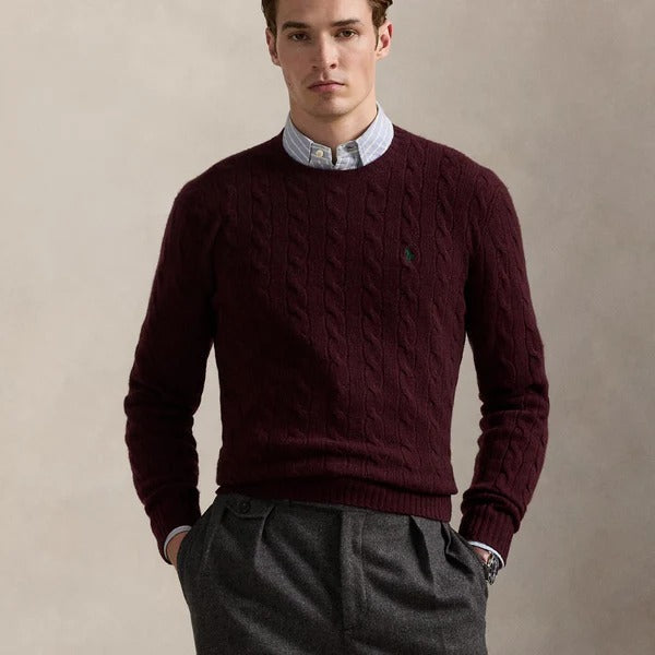 Zopfmuster-Pullover aus Wolle und Kaschmir