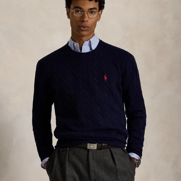 Zopfmuster-Pullover aus Wolle und Kaschmir